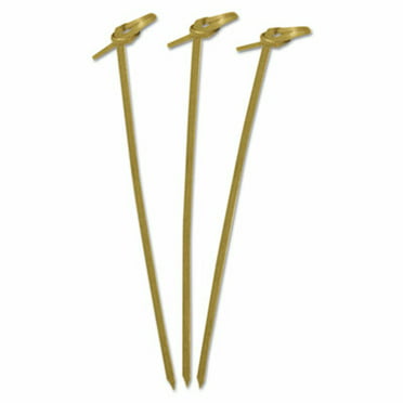 Pack of 100 CiboWares 3.5 Bamboo Picks with Striped Yellow Ball End 